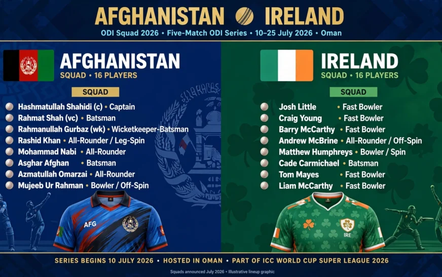 Afghanistan vs Ireland ODI Squad 2026:Full Series Preview, Schedule, and Expected Playing XIs