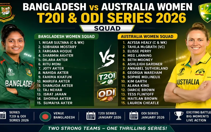 Bangladesh vs Australia Women T20,ODI 2026 Squad