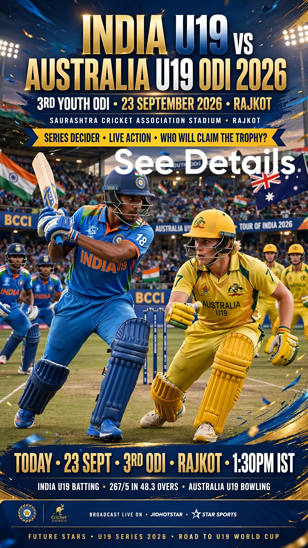 India u19 vs Australia u19 ODI 2026 Schedule
