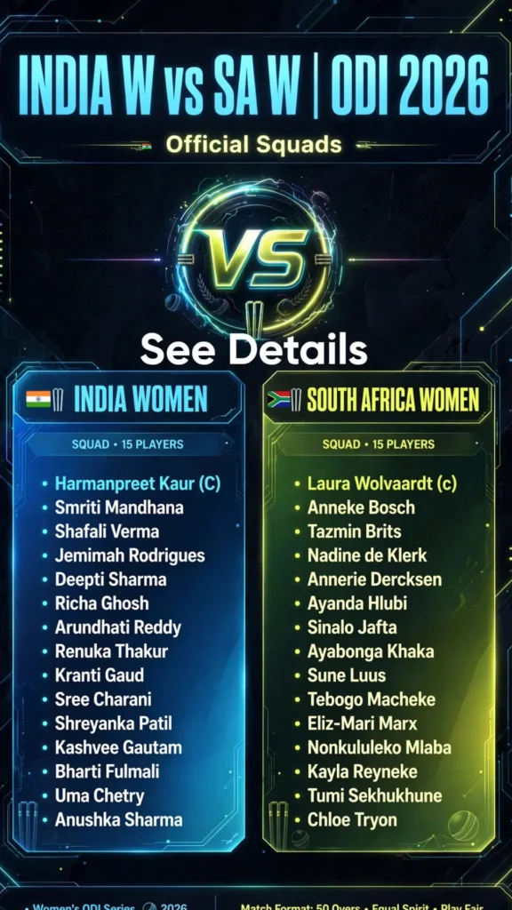 India vs South Africa Women 2026 Squad