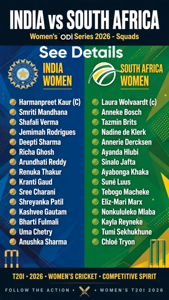 India vs South Africa Women ODI Squad 2026