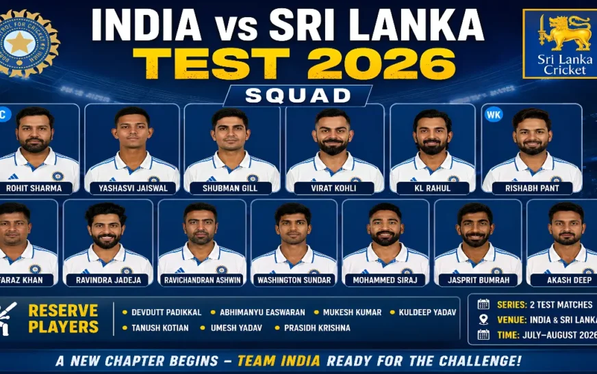 India vs Sri Lanka Test 2026 Squad