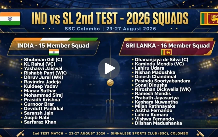 India vs Sri Lanka 2026 2nd Test Squad, Pitch Report